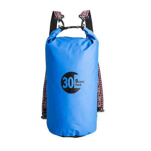 30L Nordic blue waterproof tarpaulin dry bag with cotton strap for ski 